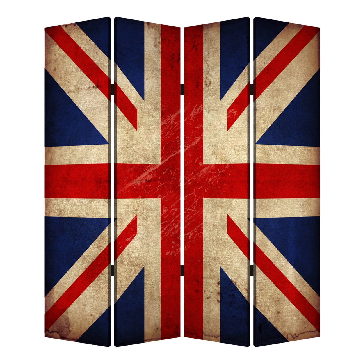 Screen Gems Decorative Lightweight 4 Panel Union Jack Screen Room Divider With Two Different Finishes - 7Ft