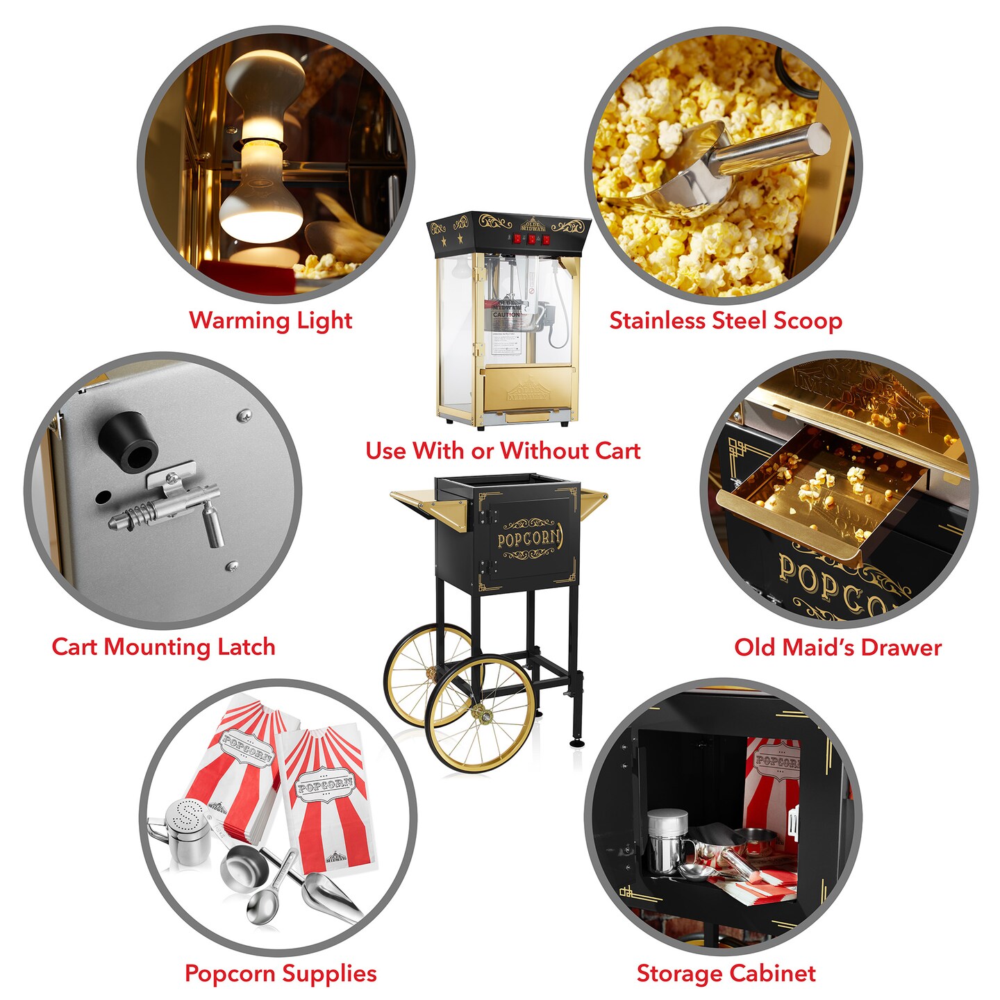 Olde Midway Movie Theater-style Popcorn Machine Popper With Cart And 10 Oz  Kettle, Black : Target