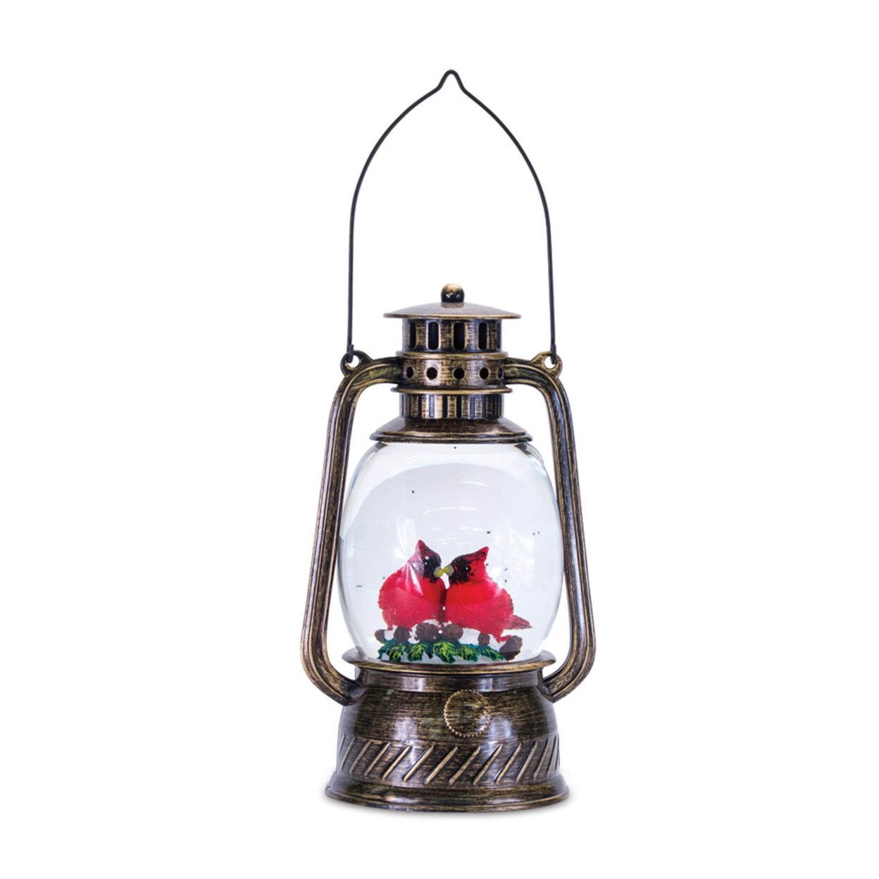 Melrose Snow Globe Lantern with Cardinal 11.5&#x22;H Plastic 6 Hr Timer 3 AA Batteries, Not Included or USB Cord Included