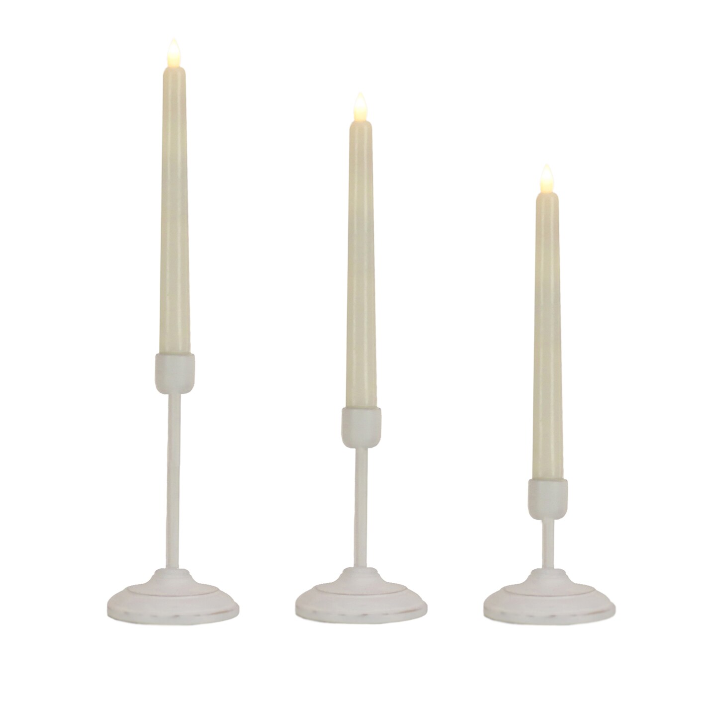 HGTV Home Collection Set of 3 Heritage Flameless Candles With Remote, White Washed with Warm White LED Lights, Battery Powered, 16 in