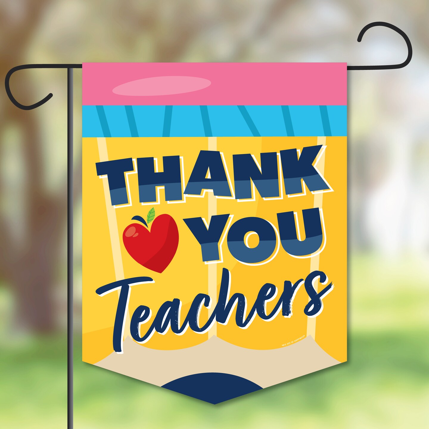 Big Dot of Happiness Thank You Teachers - Outdoor Home Decorations - Double-Sided Teacher Appreciation Garden Flag - 12 x 15.25 inches