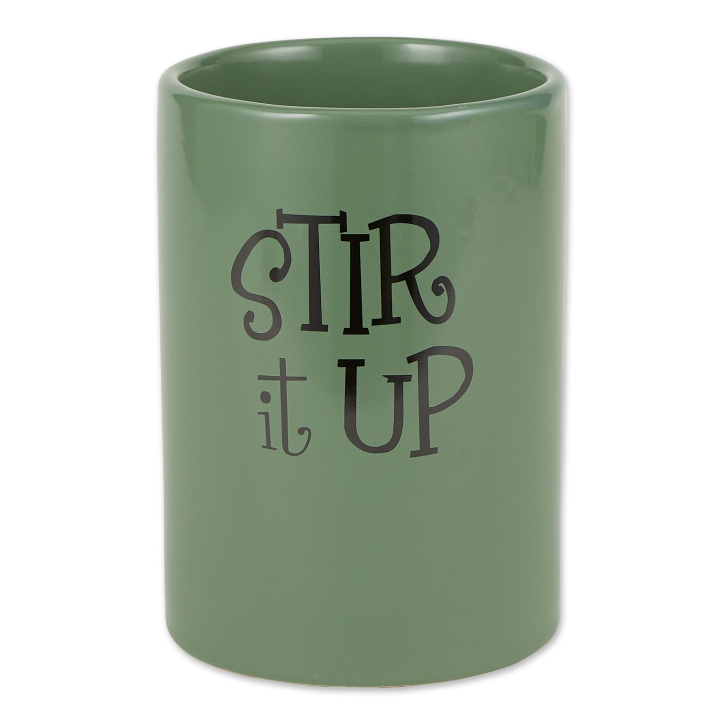 Contemporary Home Living Stir It Up Ceramic Cylindrical Utensil Holder - 7.5&#x22; - Green and Black