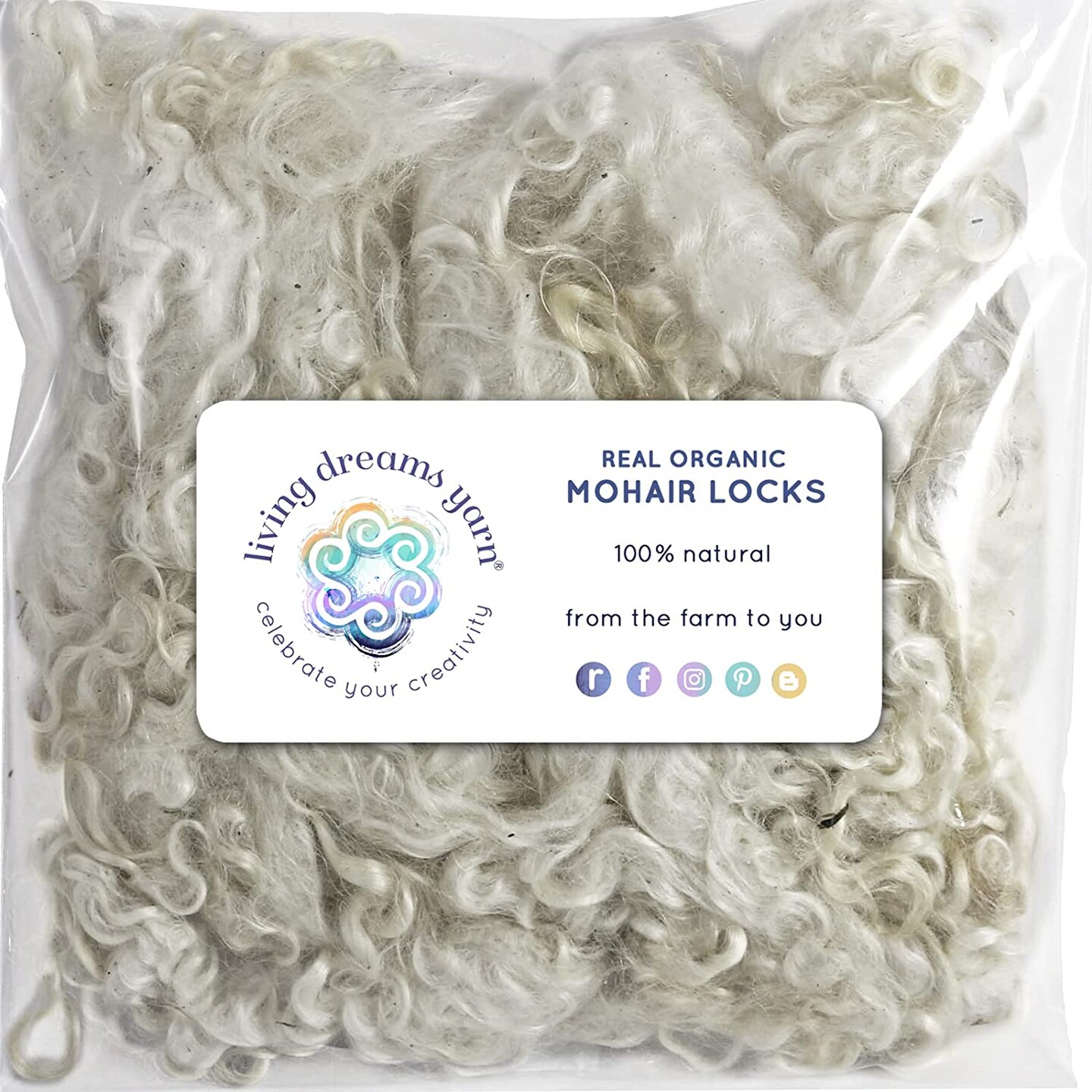 WHITE MOHAIR LOCKS. Organic Hand-Dyed Curly Wool for Rooting Doll Hair, Felting, Blending, Spinning. 1oz