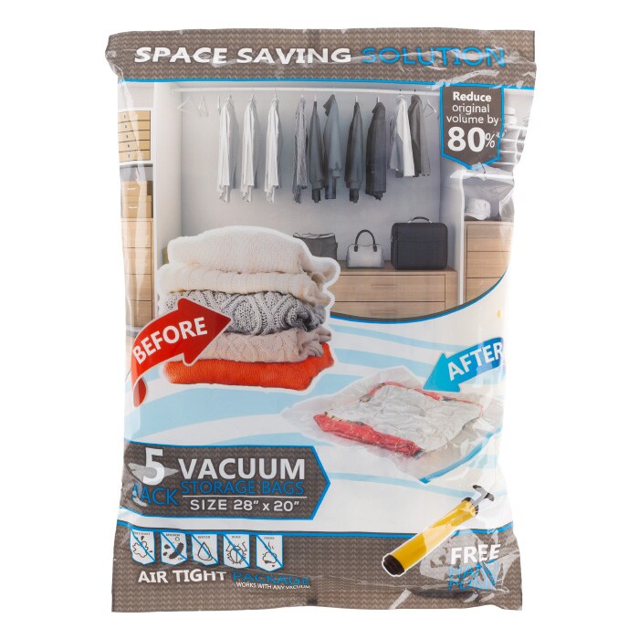Lavish Home 5 Vacuum Storage Bags-Space Saving Air Tight Compression-Shrink  Closet Clutter Store, Organize Clothes