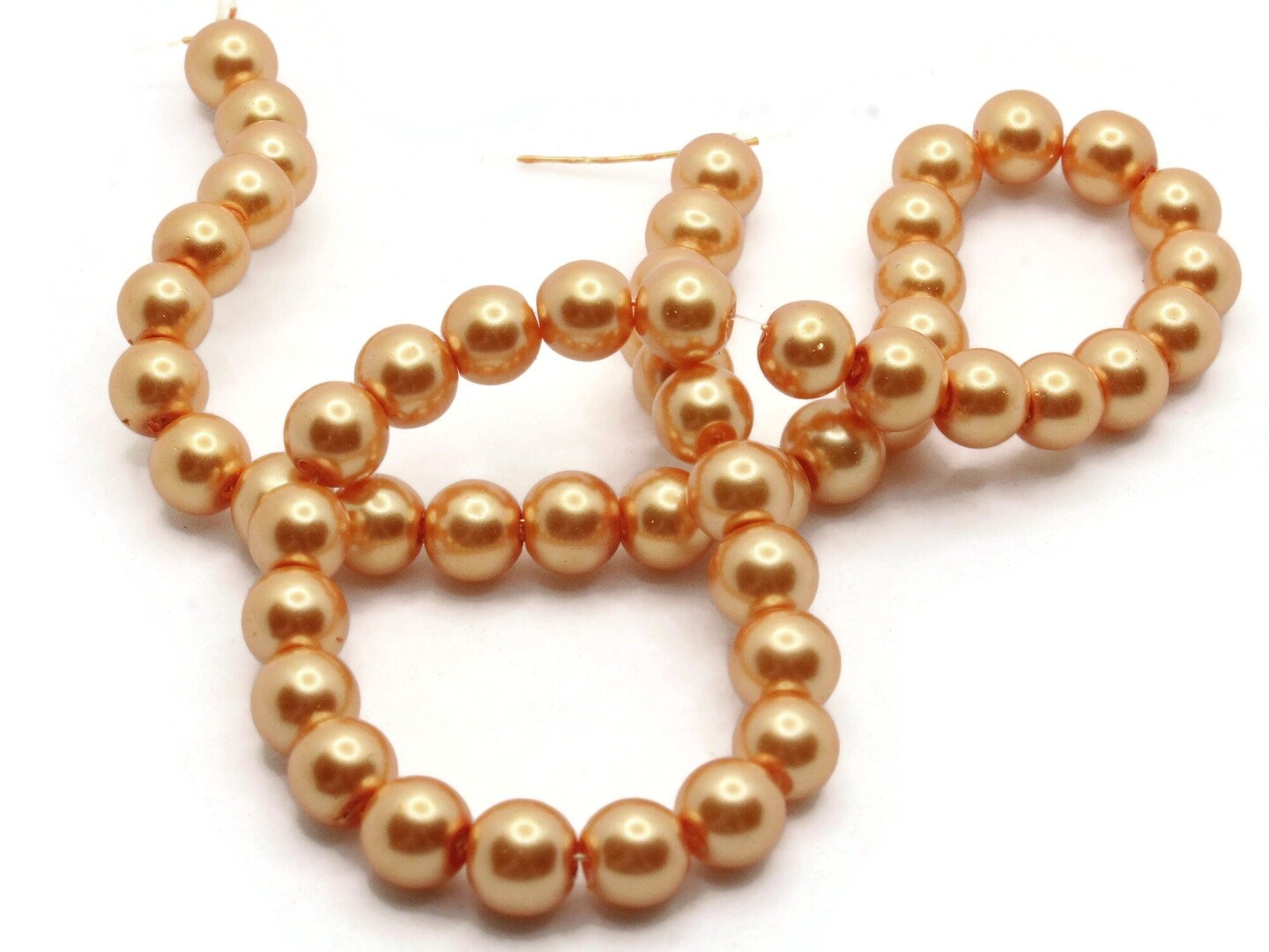 53 8mm Orange Glass Round Pearl Beads