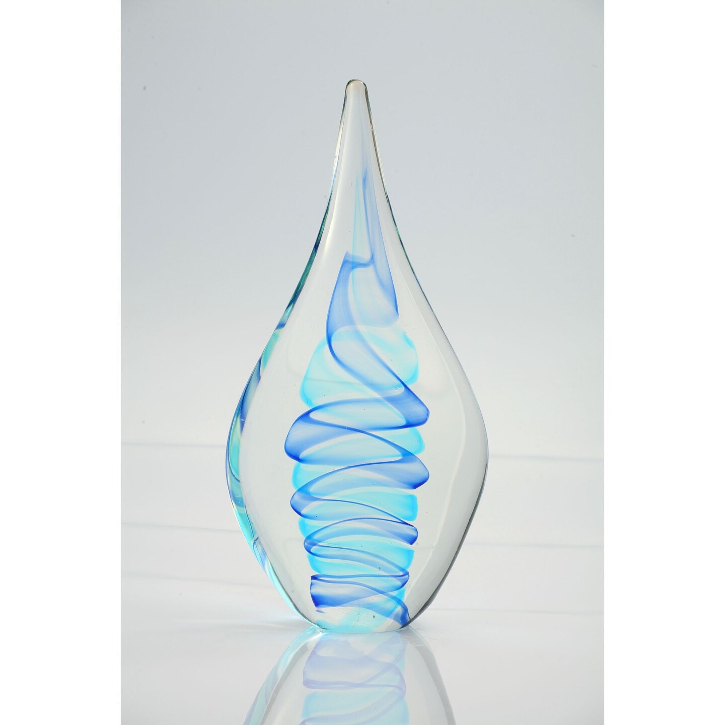 CC Home Furnishings 12&#x22; Clear and Blue Hand Blown Glass Finial Tabletop Decoration