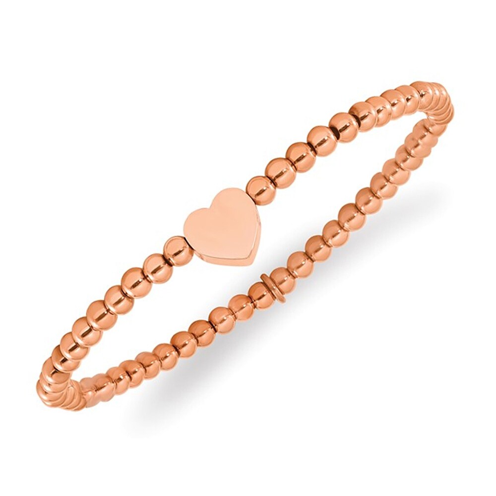 Gem And Harmony Heart Charm Rose Plated Stainless Steel 4mm Stretch Bracelet Michaels