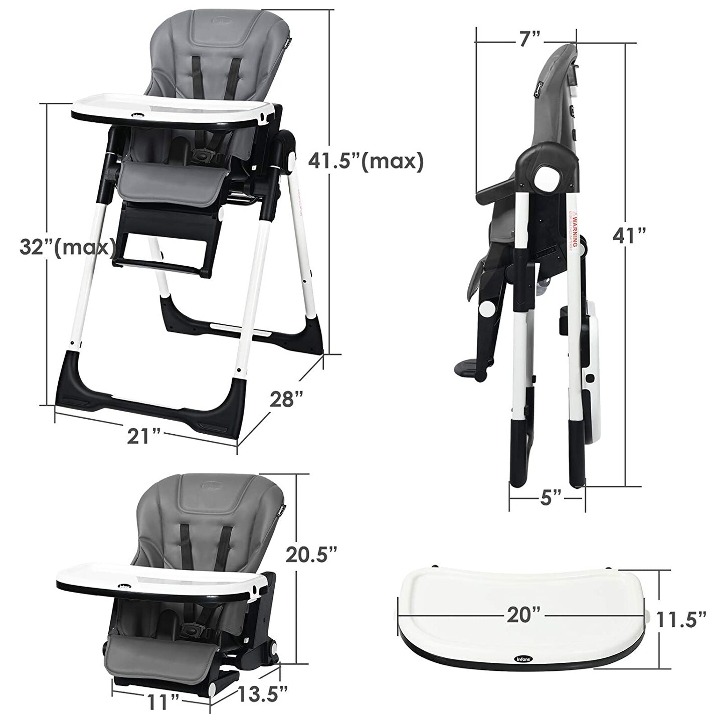 4 in 1 High Chair Booster Seat with Adjustable Height and Recline ...