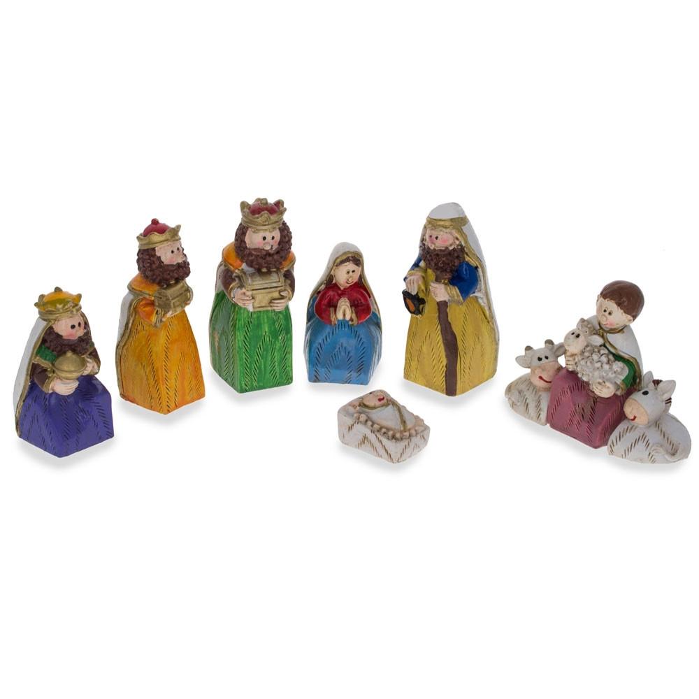 Set of 9 Hand Painted Mini Nativity Scene Set Figurines