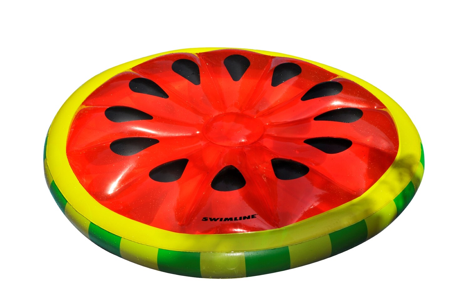 Swim Central 61.5" Inflatable Red and Green Watermelon Fruit Slice Swimming Pool Lounger