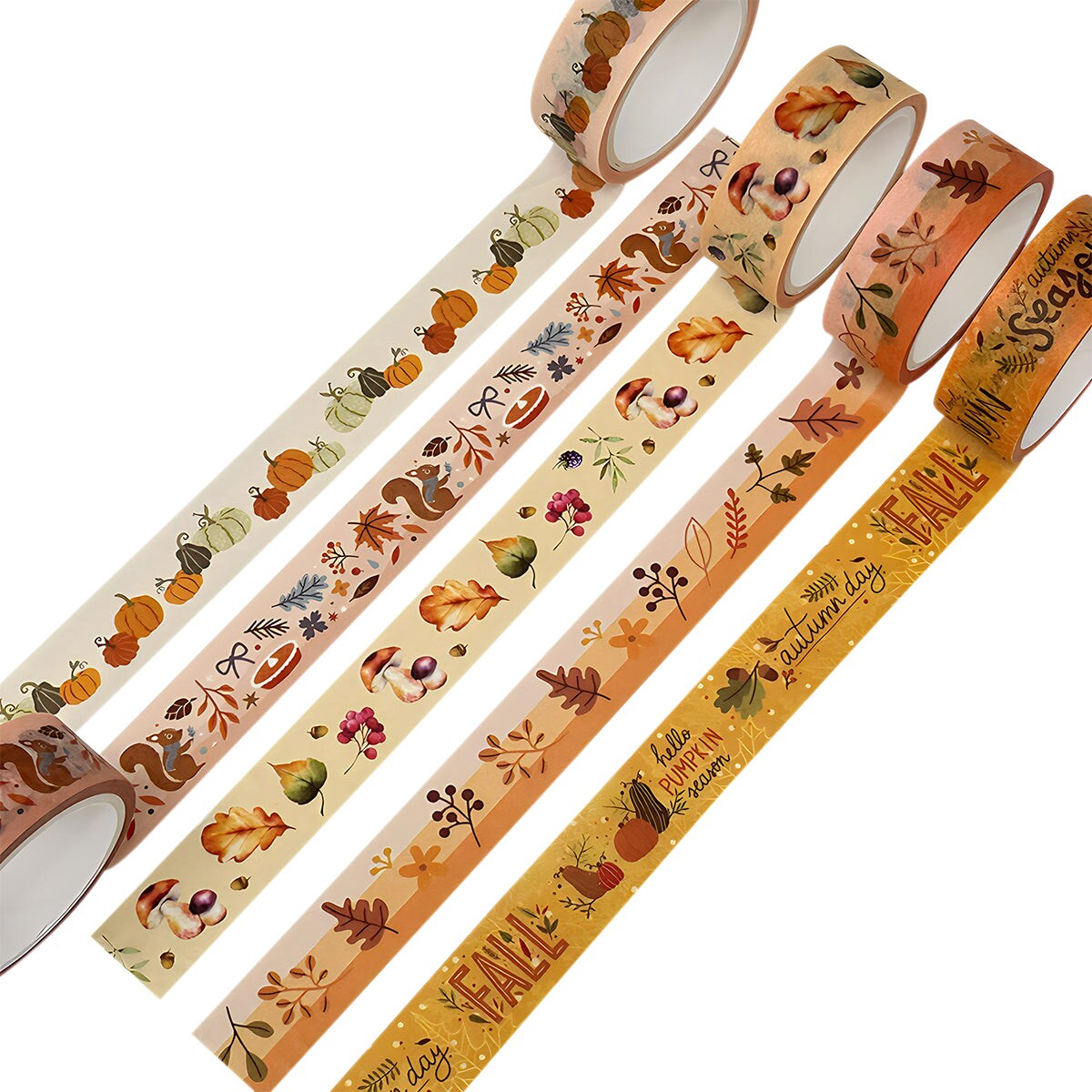 Wrapables Decorative Washi Tape for Scrapbooking, Stationery, Diary, Card Making (10 Rolls), Autumn Day