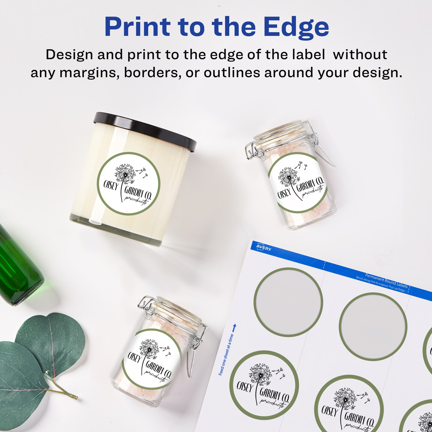 Avery Printable Round Labels with Sure Feed, 3/4&#x22; Diameter, Matte White, 800 Customizable Labels (4221)