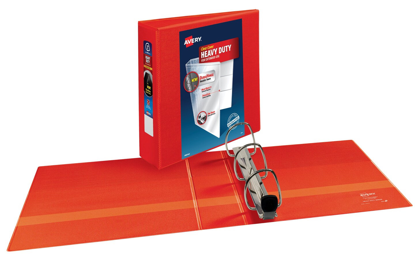 Avery Heavy-Duty View 3 Ring Binder, 3&#x22; One Touch EZD Rings, 3.5&#x22; Spine, 1 Red Binder (79325)