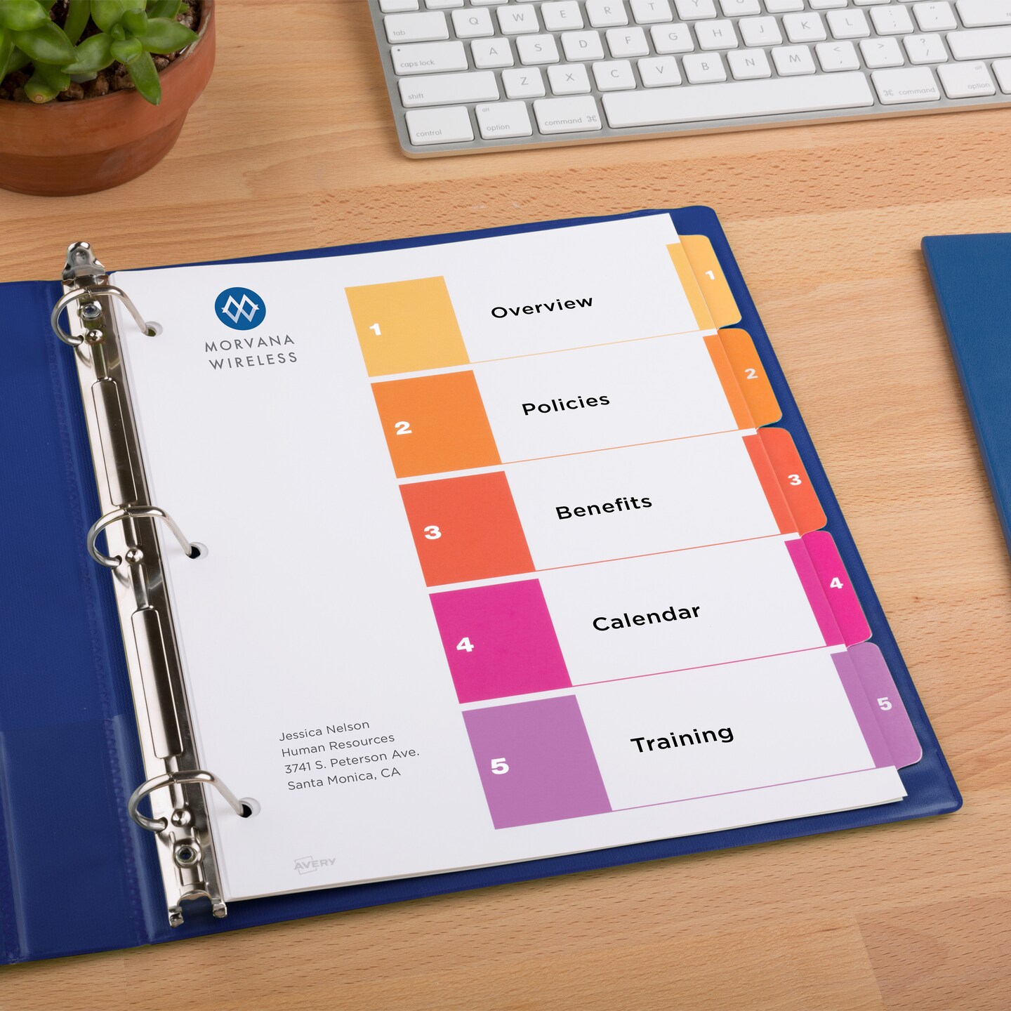 Avery Ready Index 5 Tab Binder Dividers, Customizable Table of Contents, Multicolor Tabs, 6 Sets (11187)