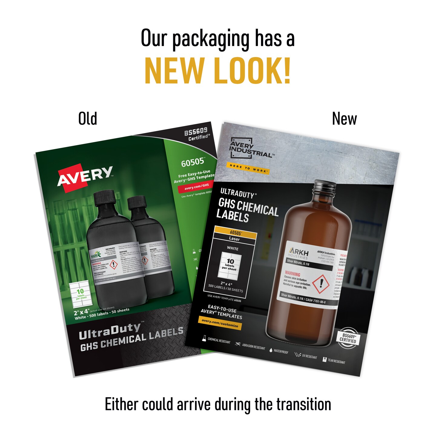 Avery UltraDuty GHS Chemical Labels, Permanent Adhesive, Waterproof, UV Resistant, 2" x 4", 500 Labels (60505) - 5 Pack