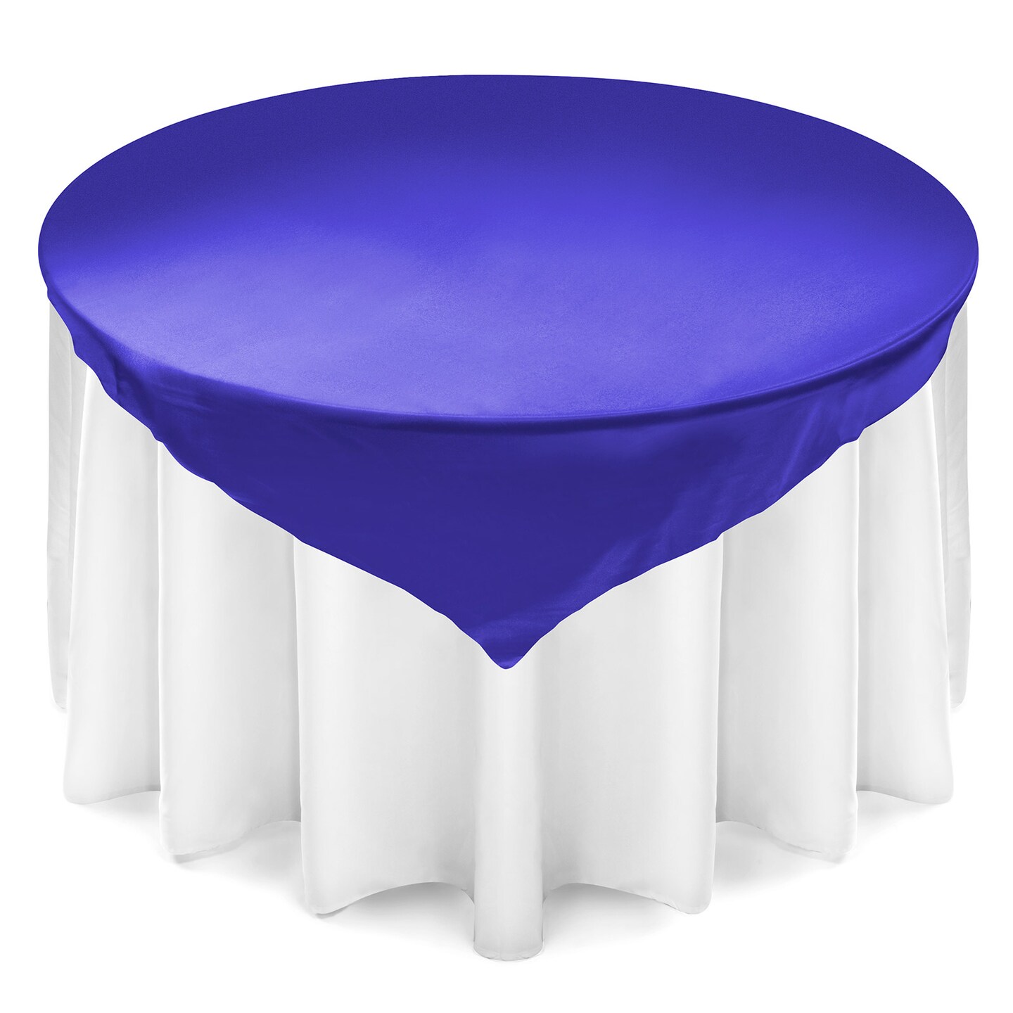 Lann's Linens - Satin Overlay Table Topper - 72" Square Tablecloth Cover for Wedding, Reception or Party