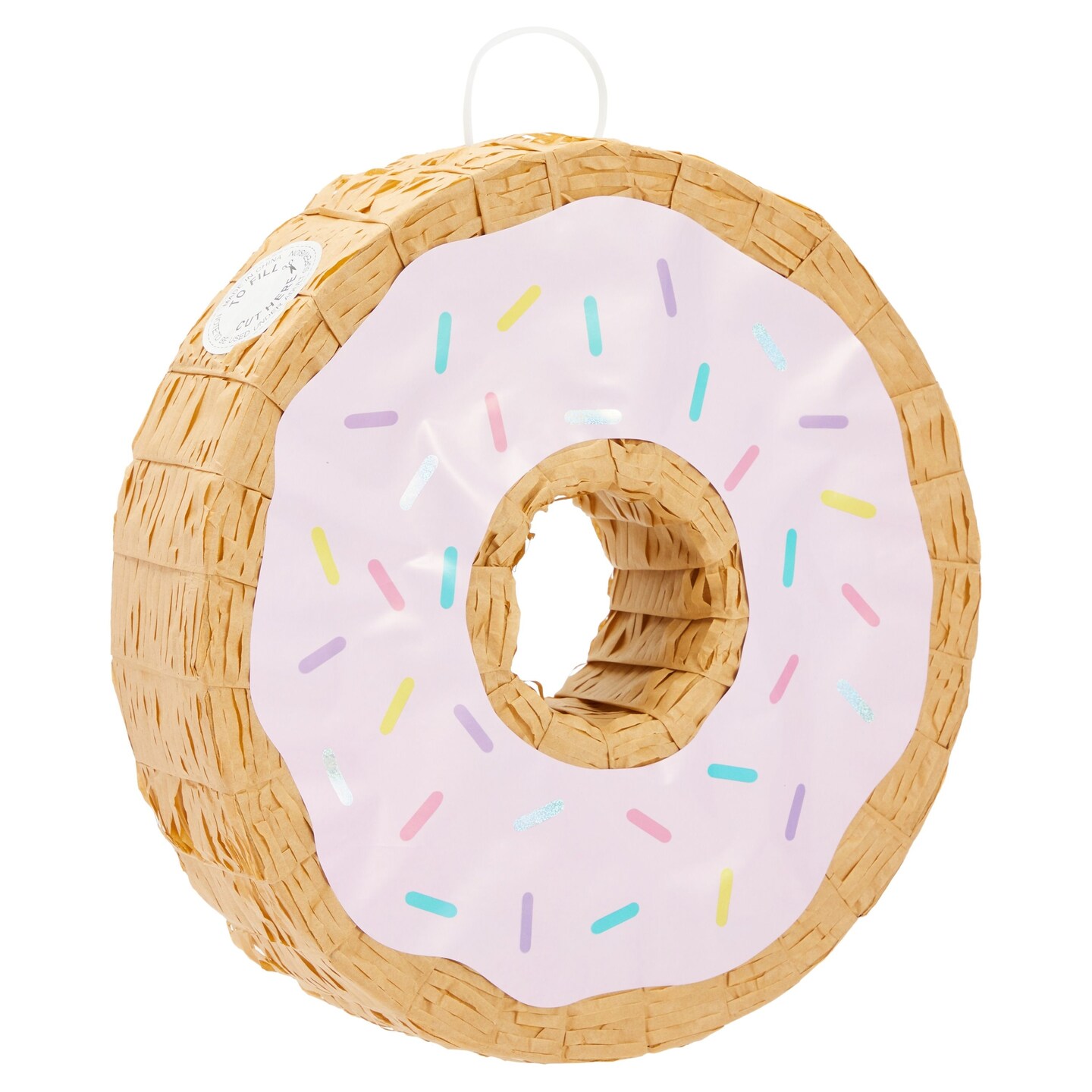 Small Pink Donut Pinata for Two Sweet Birthday Party Decorations, Baby Shower, Donut Grow Up Theme (13 x 3 In)