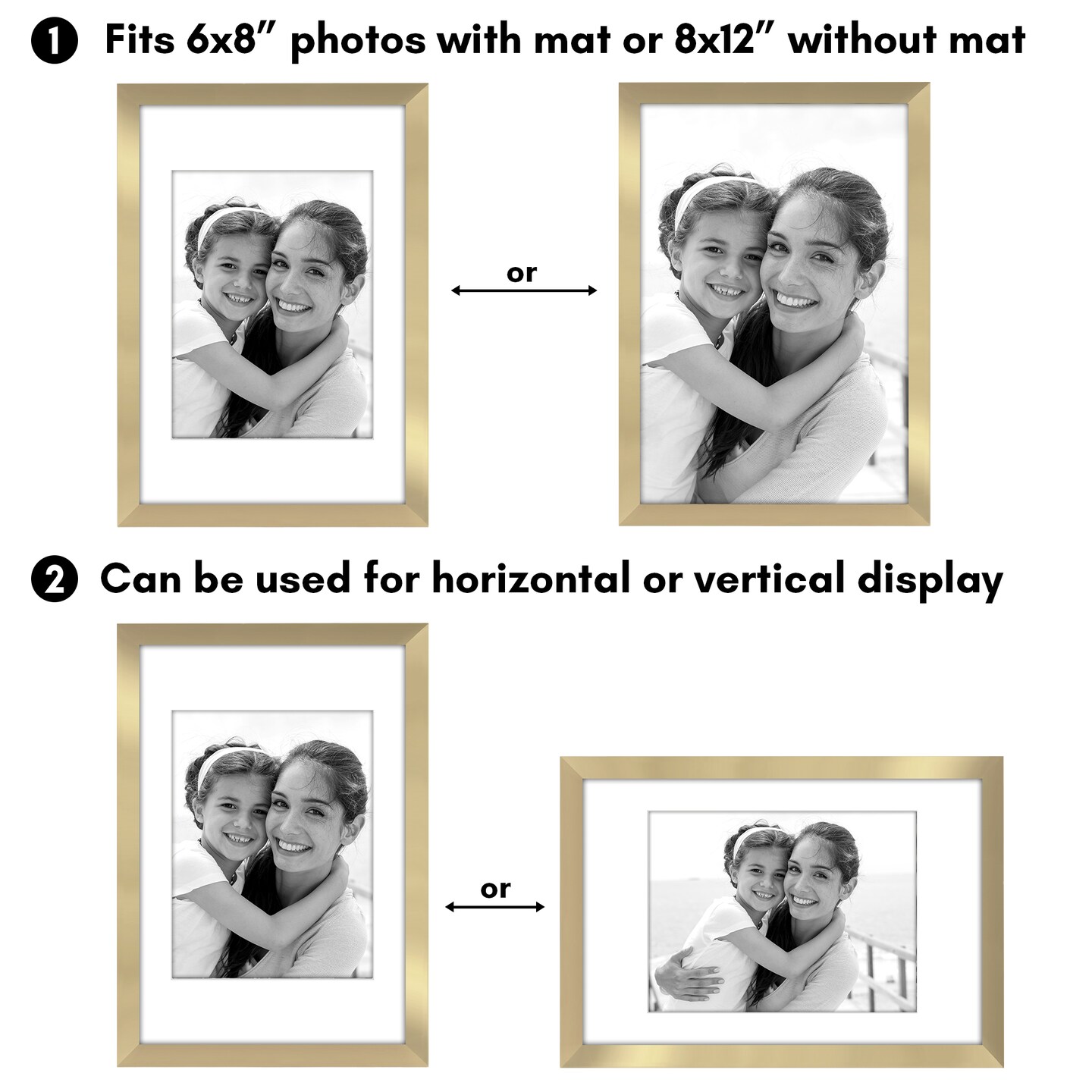 Americanflat 2 Pack of Picture Frames with Mat - Plexiglass Cover