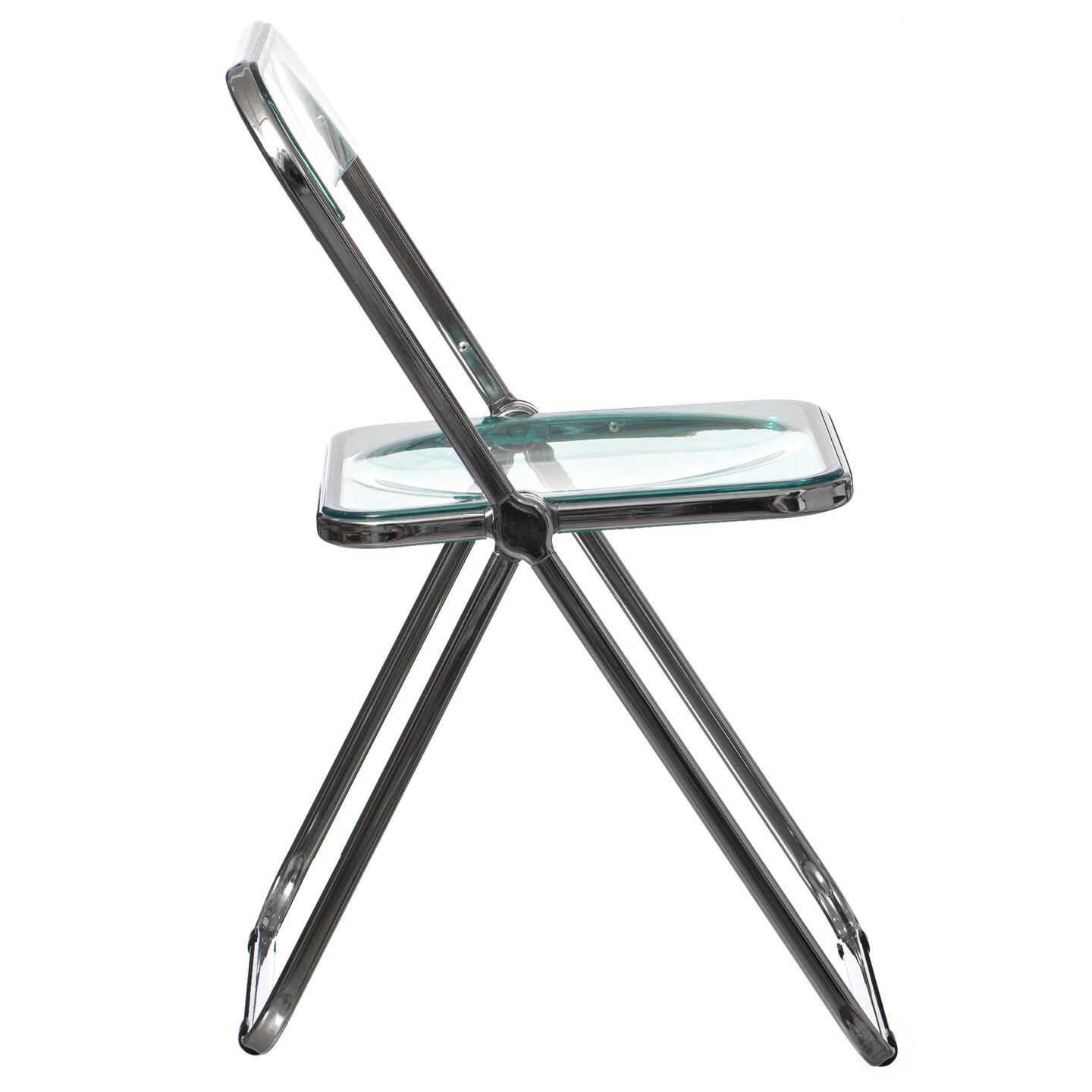 Acrylic Folding Party Transparent Chair with Double Hinged Back | Indoor Outdoor Portable Commercial Seat with Silver Metal Frame for Home, Office, Wedding Party, Picnic, and Kitchen Dining