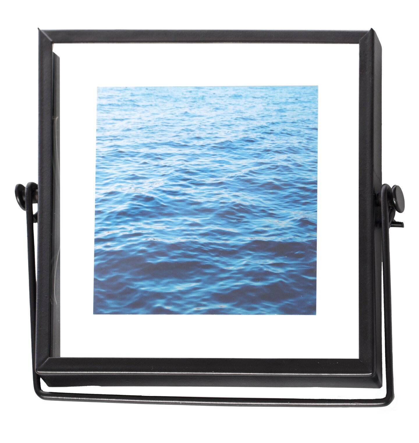 Modern Metal Floating Tabletop Photo Picture Frame with Glass Cover and Easel Stand