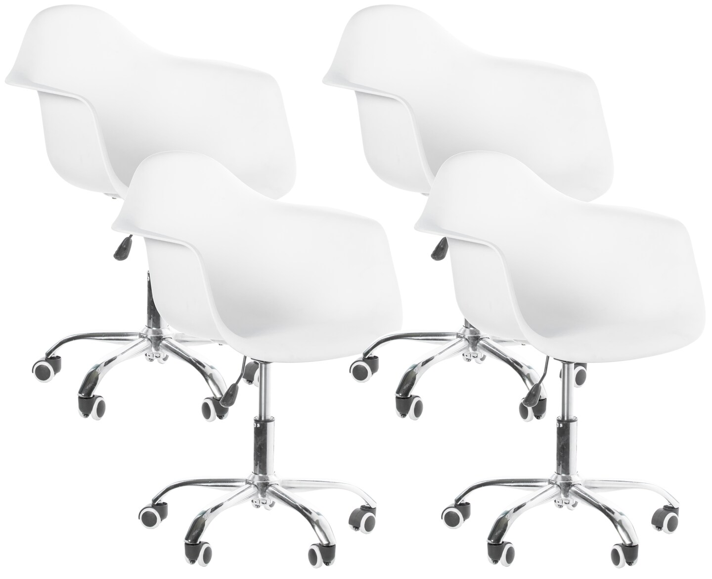 Mid-Century Modern Style Adjustable Swivel Plastic Shell Molded Office Task Chair with Rolling Wheels