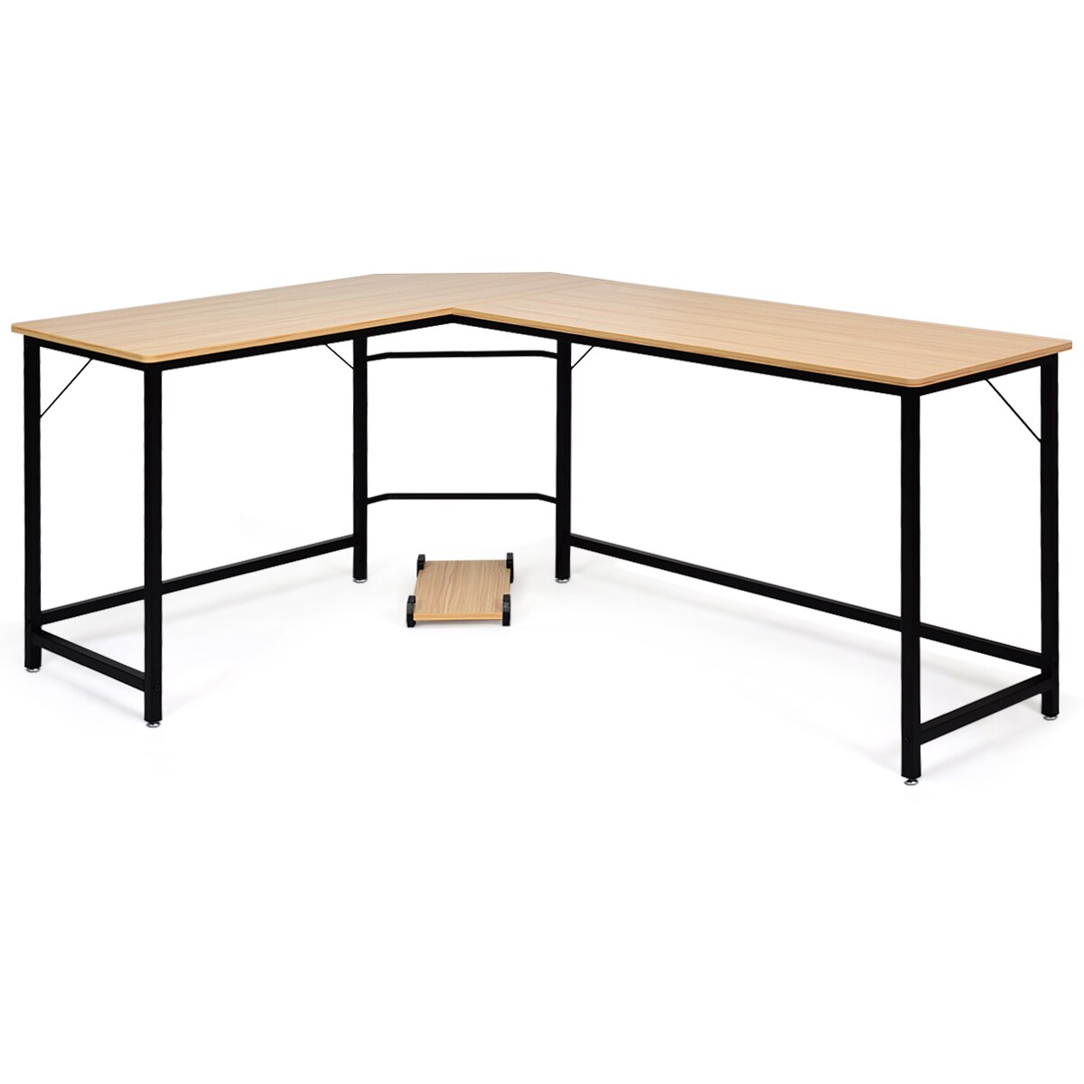 Costway L-Shaped Computer Desk Corner Workstation Study Gaming Table Home Office