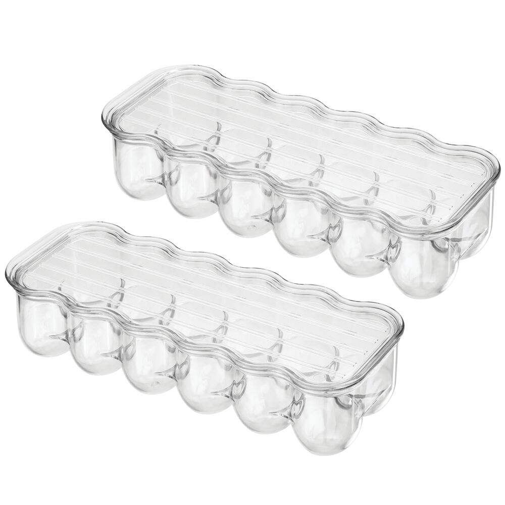 mDesign Egg Storage Tray Holder for Refrigerator, 24 Eggs, 2 Pack