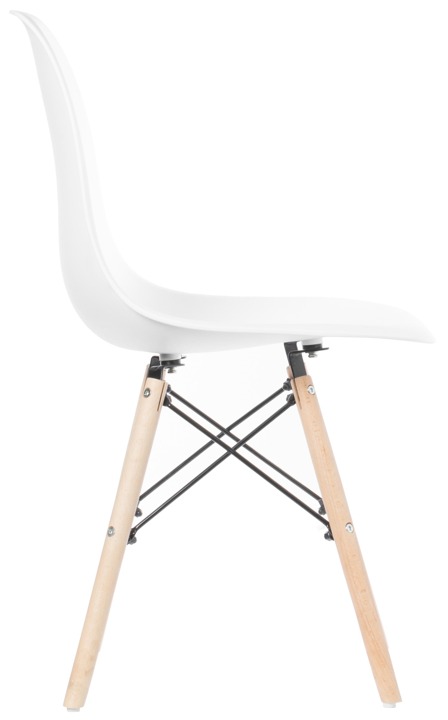 Mid-Century Modern Style Plastic DSW Shell Dining Chair with Solid Beech Wooden Dowel Eiffel Legs