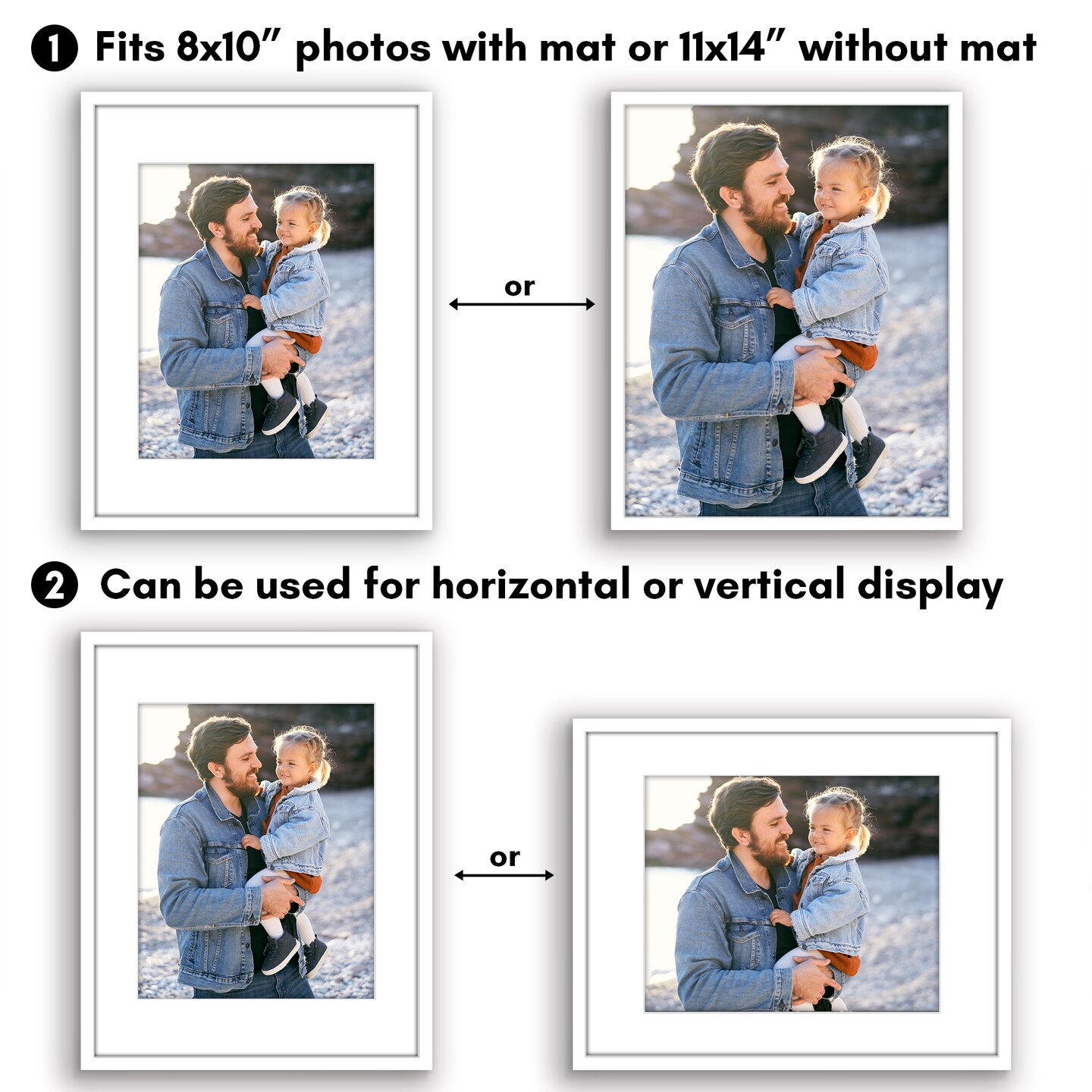 Americanflat Picture Frame with Mat - Modern Design, Shatter-Resistant Glass, Dual Sawtooth Hangers, Ideal for Home and Office Decor