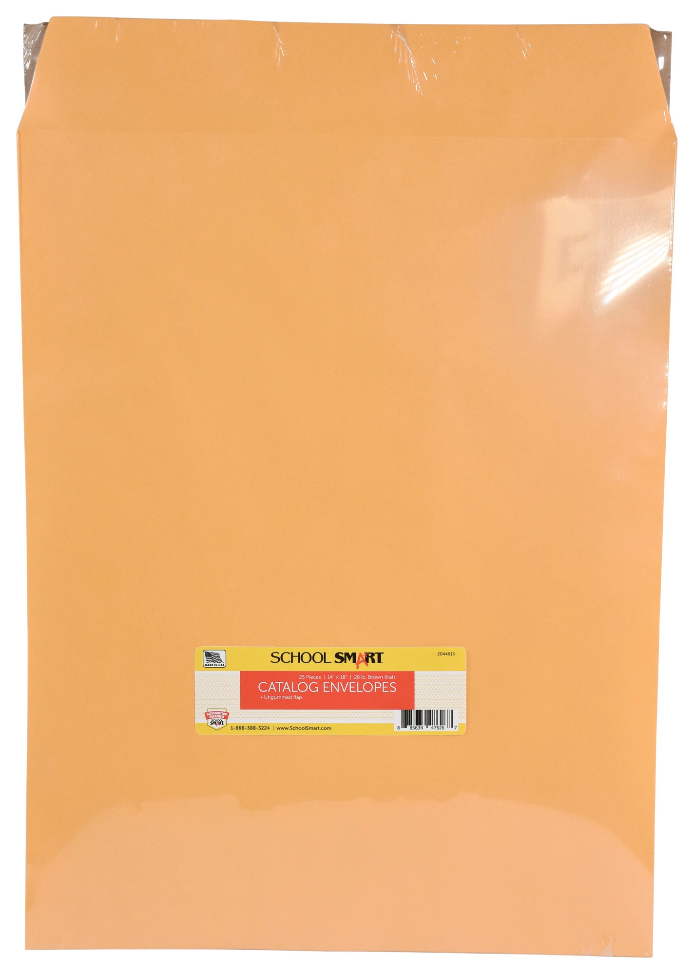School Smart No Claps Envelopes with Ungummed Flap, 14 x 18 Inches, Kraft Brown, Pack of 25