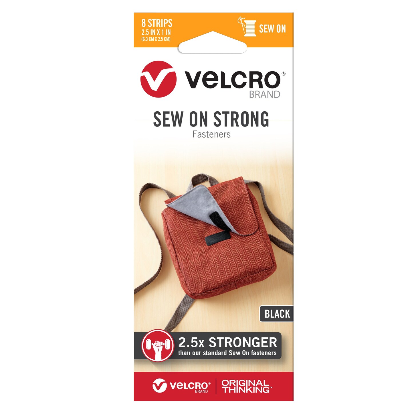 VELCRO(R) Brand Sew-On Strong Tape 2.5&#x22;X1&#x22; 8/Pkg-Black