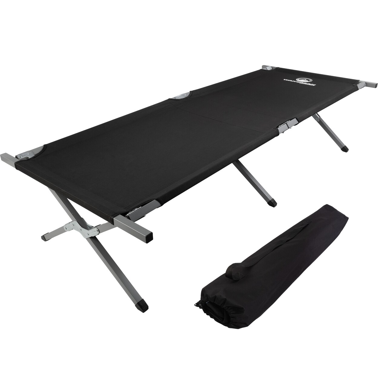Outdoors Camping Cot Portable Folding Bed With Carry Bag Black