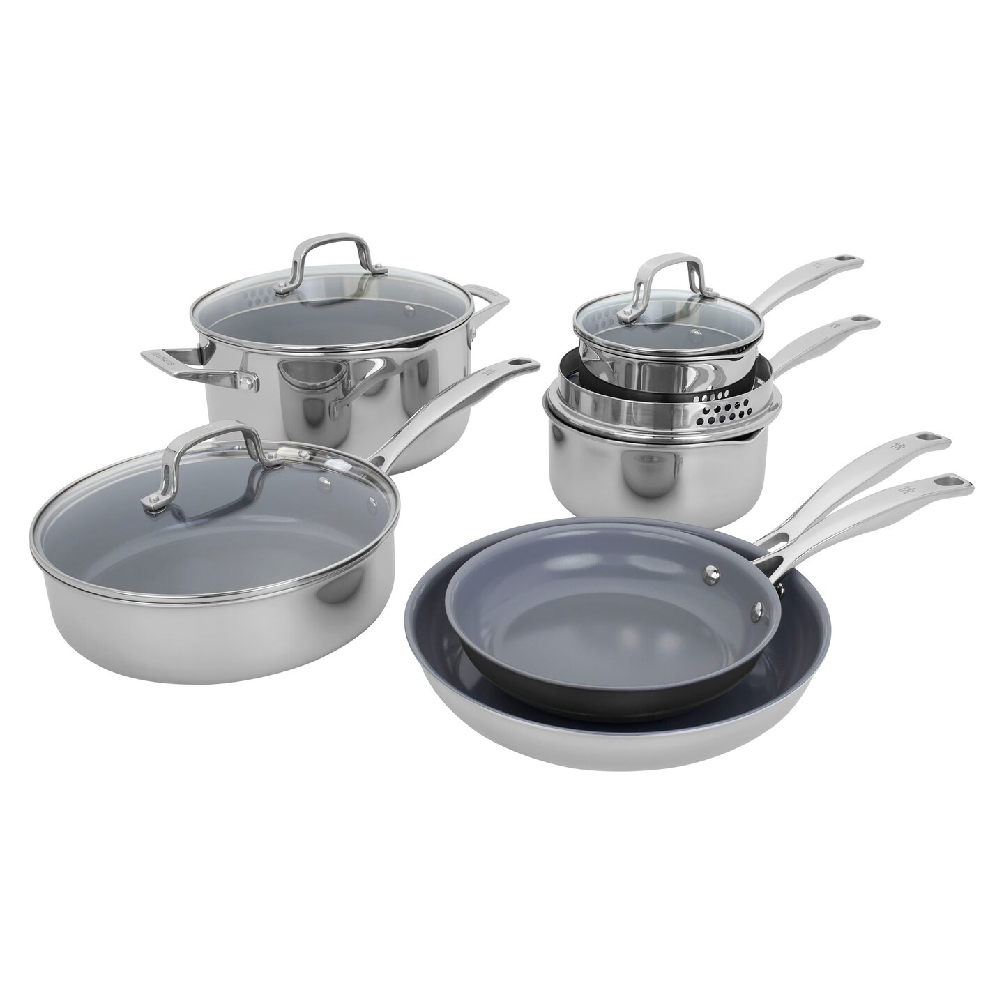 Henckels Clad H3 10-pc Stainless Steel  Ceramic Nonstick Cookware Set