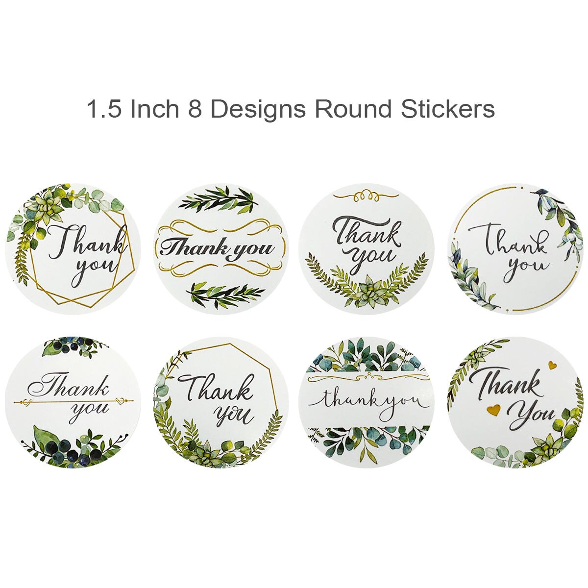 Wrapables 1.5" / 2" Thank You Stickers Roll, Sealing Stickers and Labels for Boxes, Envelopes, Bags, Small Businesses, Weddings, Parties (500pcs)