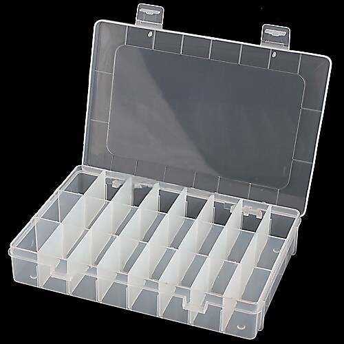 24 Compartments Plastic Clear Box Jewelry Bead Storage Container