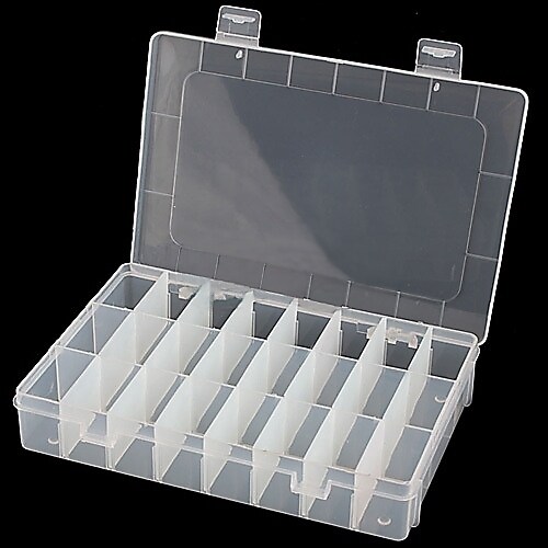 Clear Adjustable 24-Compartment Earring Ring Jewelry Storage Box Container Case