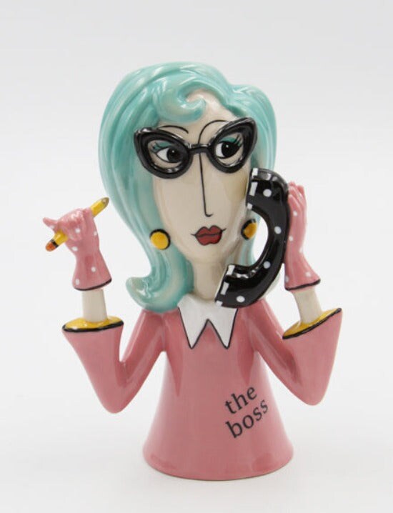 Ceramic Boss Lady Vase or Pen Holder, Home D&#xE9;cor, Gift for Her, Mom, Friend, or Coworker, Vanity D&#xE9;cor, Office Decor