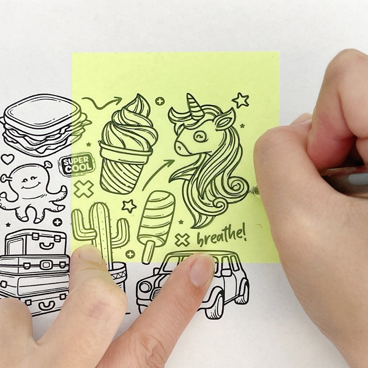 Wrapables Transparent Sticky Notes, Waterproof Self-Adhesive Memos for Home, School, Office (Set of 5)