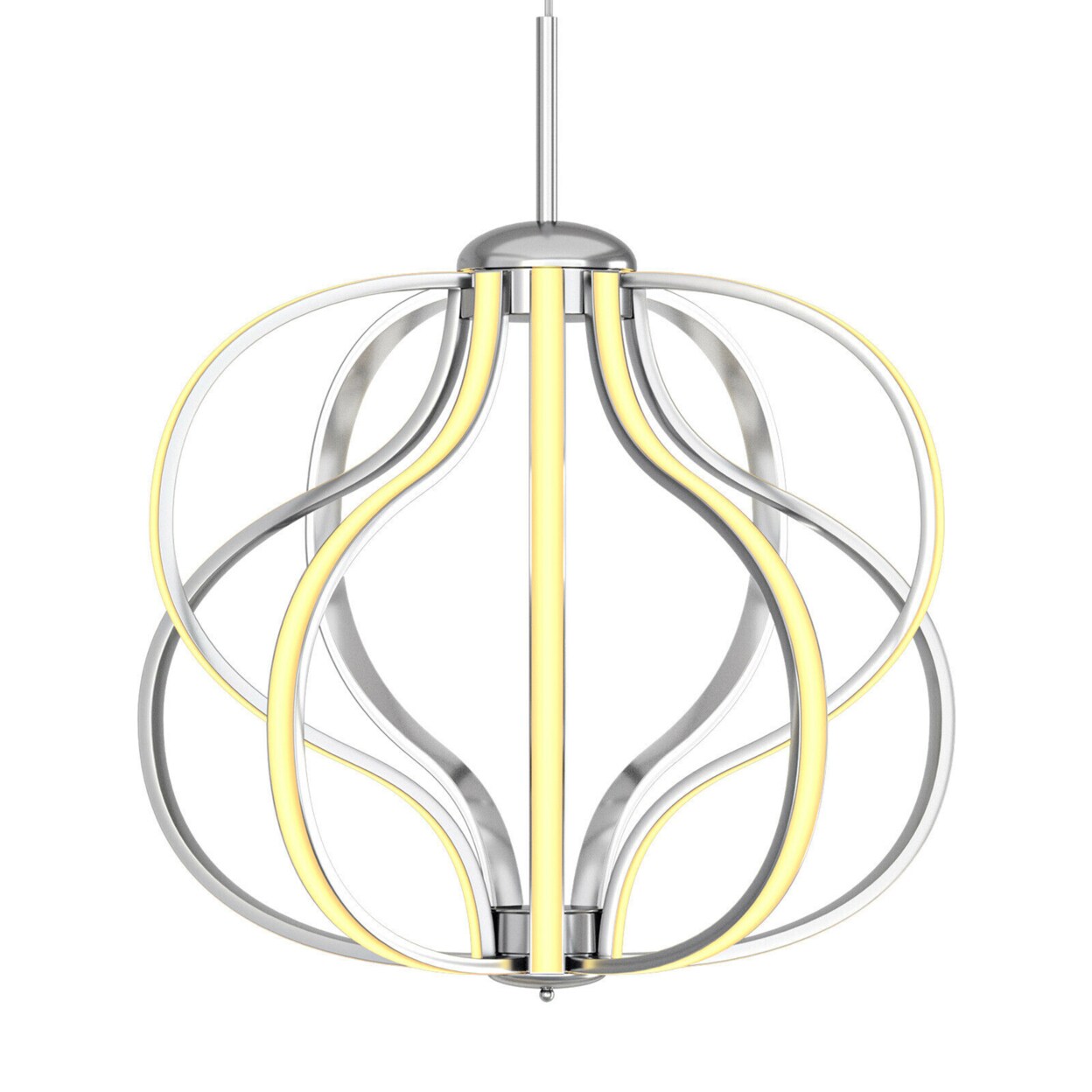 Dimmable Modern Led Chandelier Chrome Plated Pendant Light W/ Warm White Led