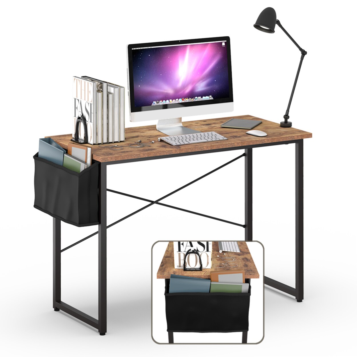 Modern Computer Desk 40/47 Study Writing Table W/ Storage Bag