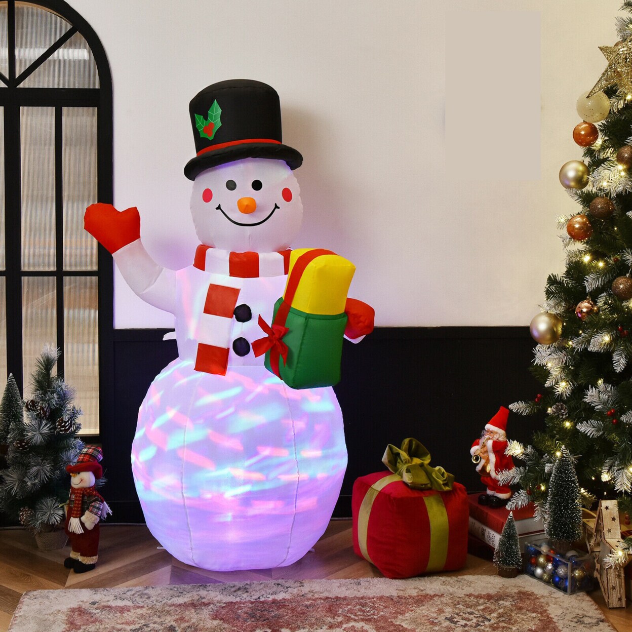 5Ft Inflatable Christmas Snowman Indoor Outdoor Blow Up Decor W/ Led Light