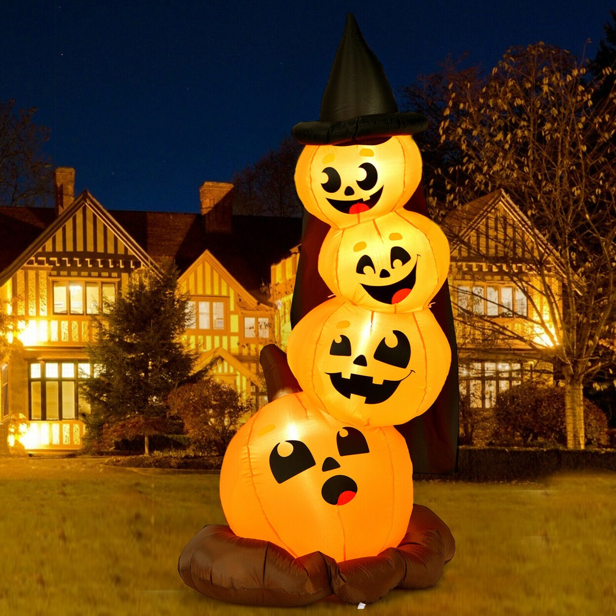 7Ft Inflatable Pumpkin Combo Halloween Decoration W/ Built-In Led Lights