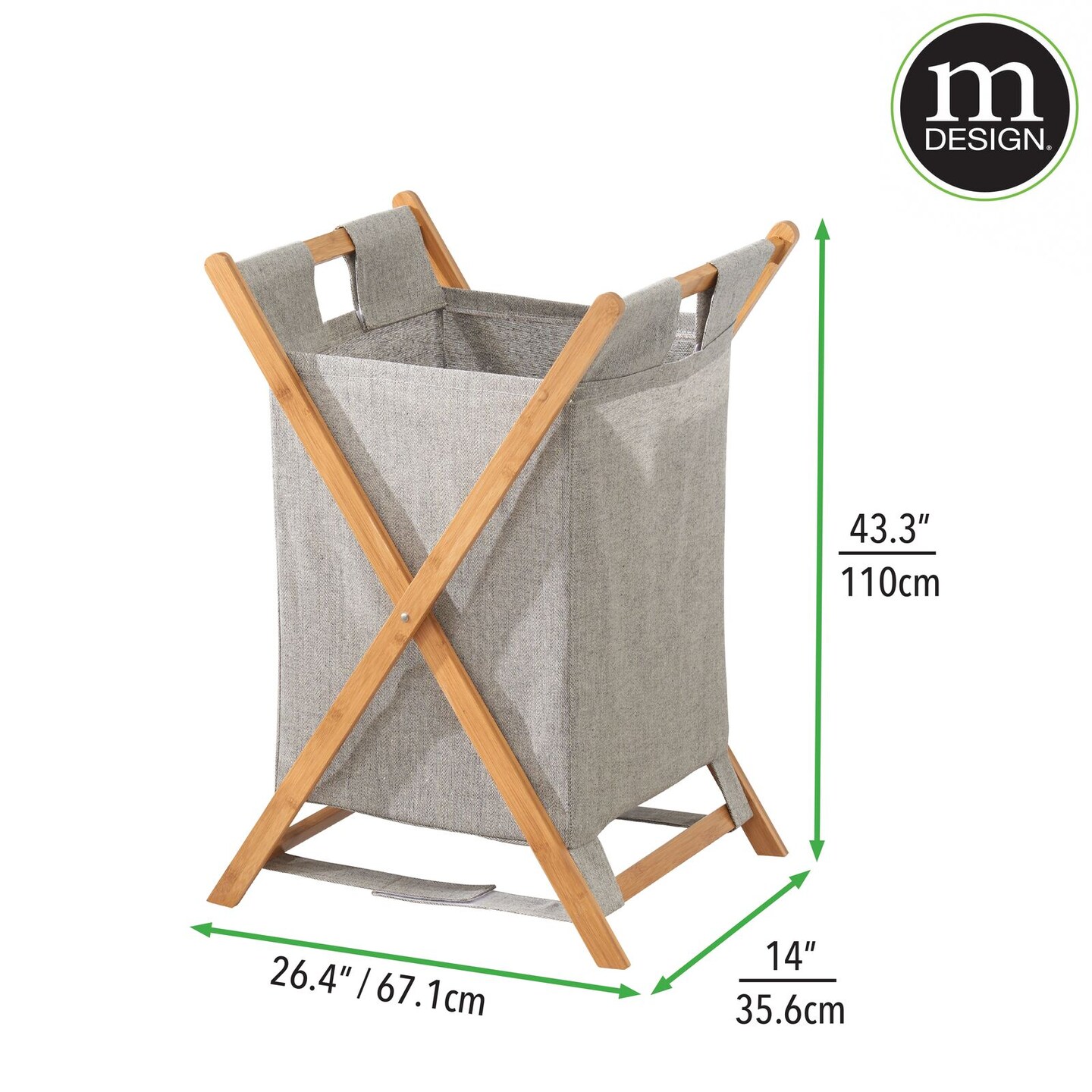 Mdesign Bamboo Laundry Hamper, Portable/collapsible Fabric Bag : Target