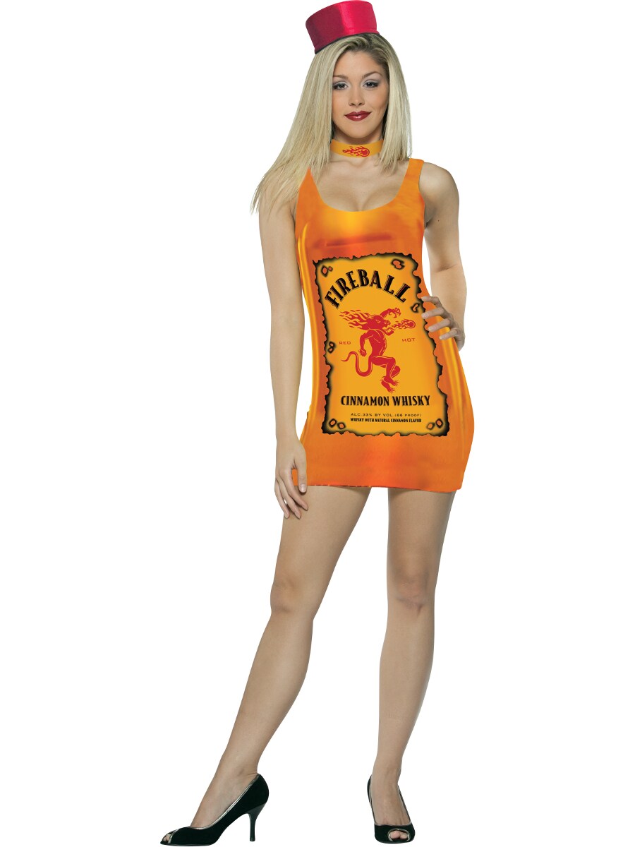 Adult Womens Fireball Whiskey Bottle Tank Dress Costume