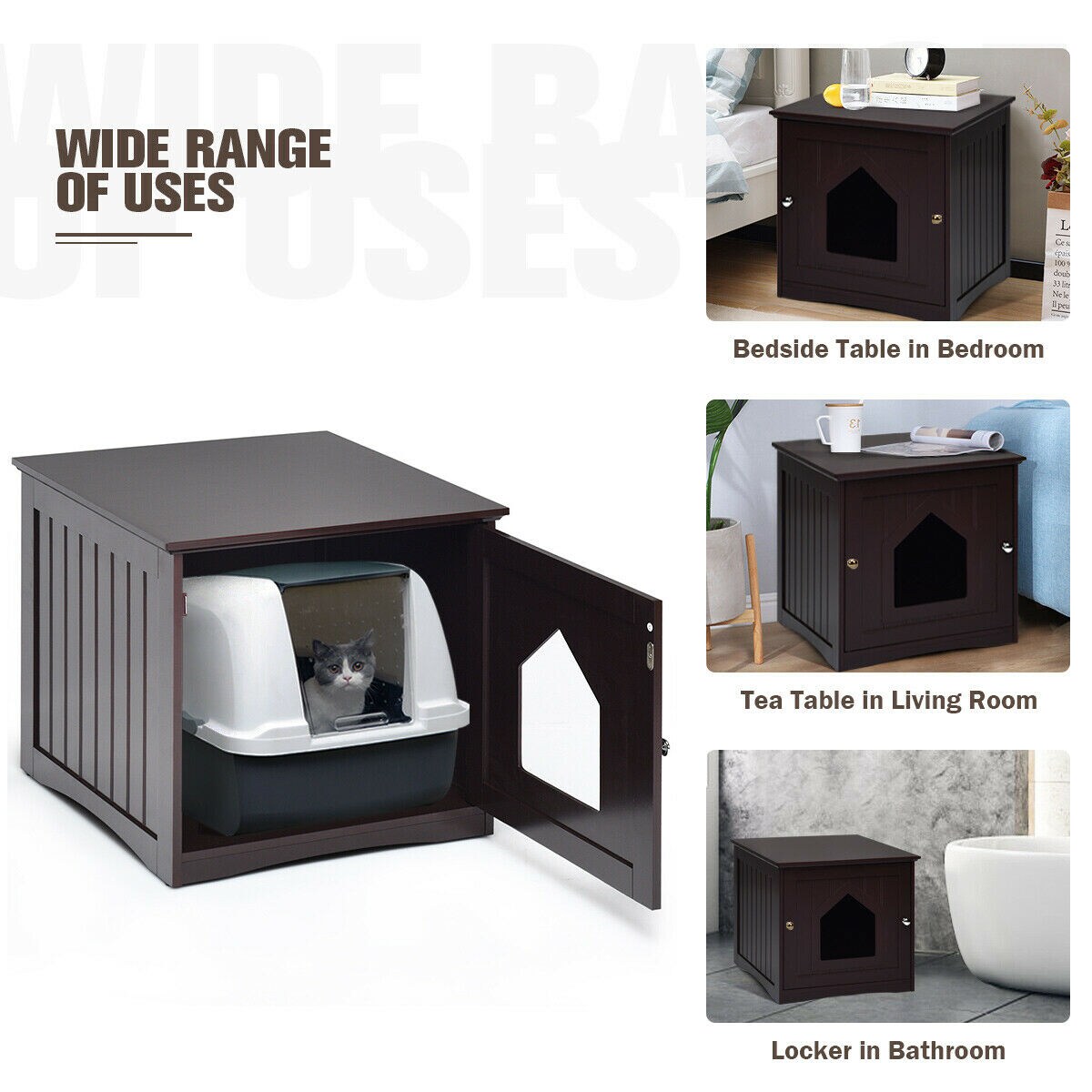 Sidetable Nightstand Weatherproof Multi-function Cat House
