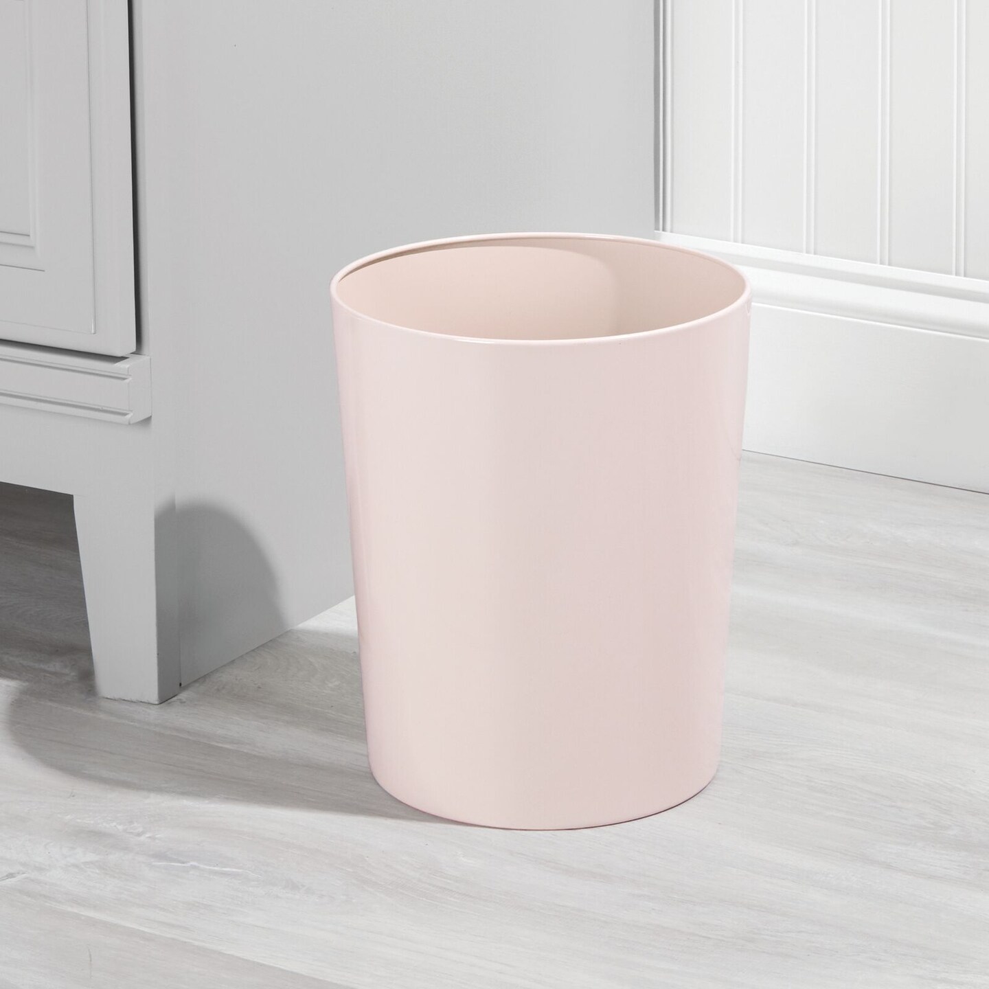 mDesign Small Round Metal 1.7 Gallon Wastebasket/Recycling Can