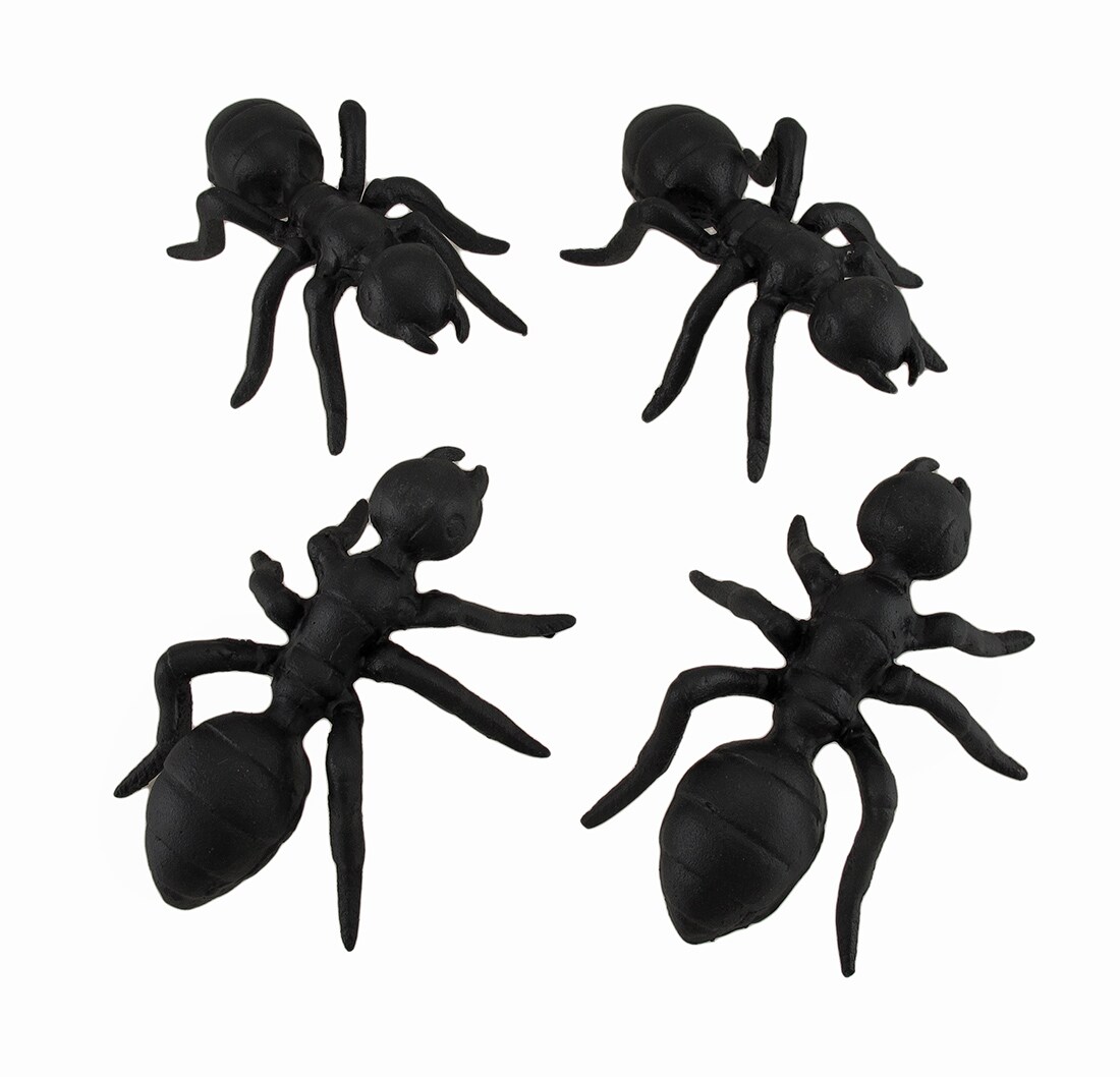 Set of 4 Cast Iron Black Ant Statues Insect Figures