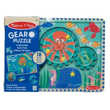 Melissa &#x26; Doug Wooden Gear Puzzle 18pcs-Underwater