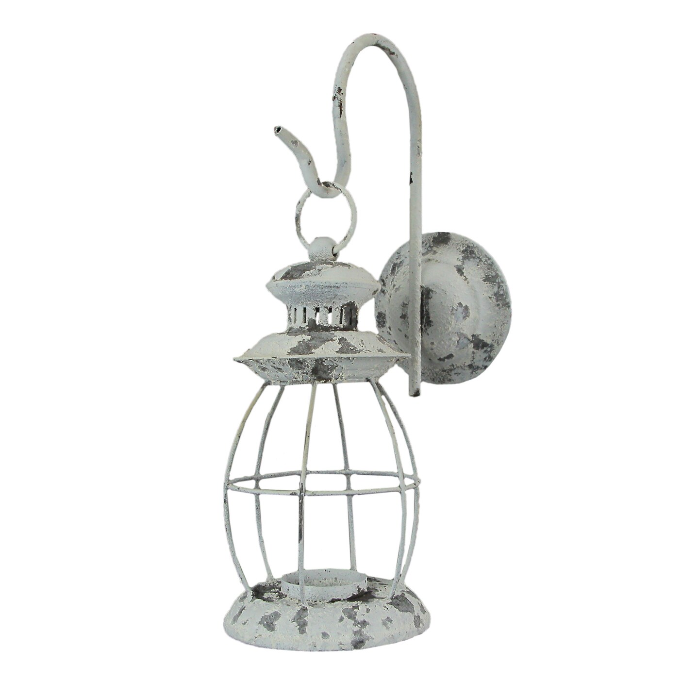 Rustic Distressed Metal Wall Mounted Vintage Lantern Hanging Candle Sconce