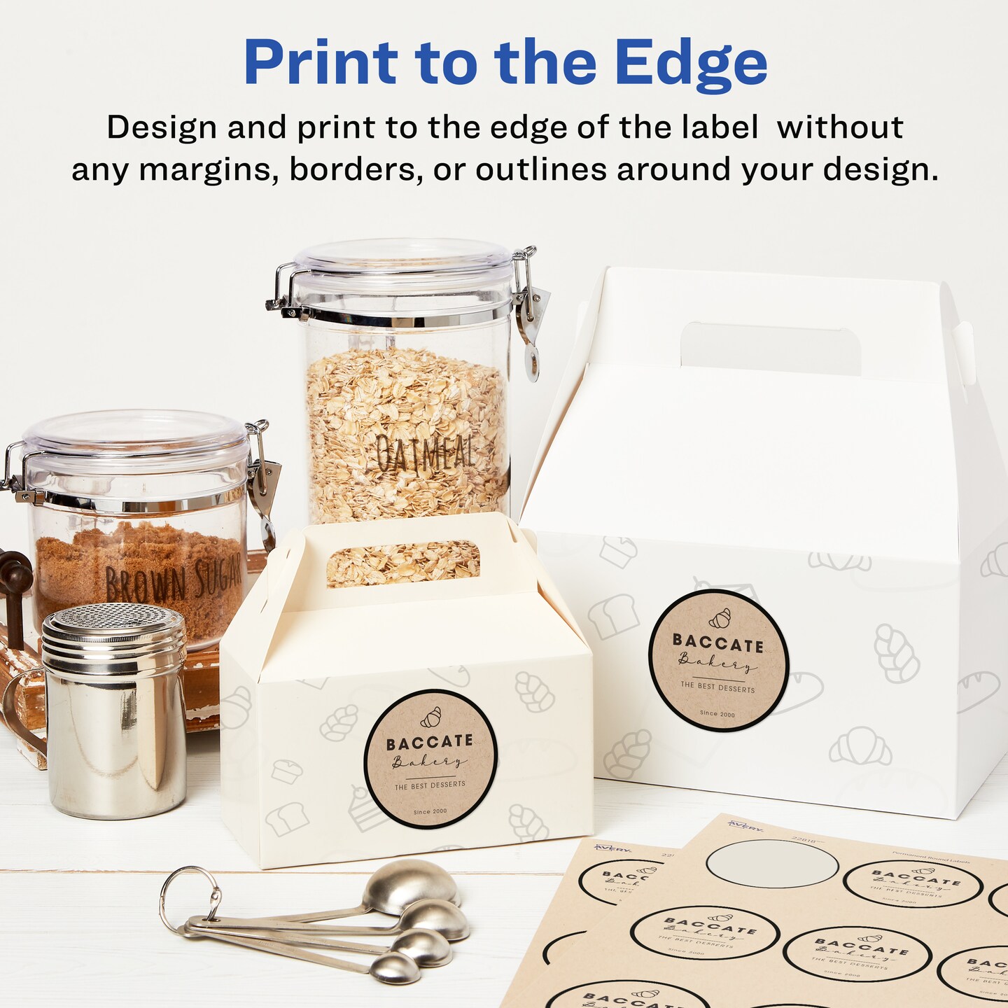 Avery Kraft Brown Round Labels with Sure Feed Technology, 2.5&#x22; Diameter, Print to the Edge, Laser/Inkjet Printable Labels, 90 Total (22818)